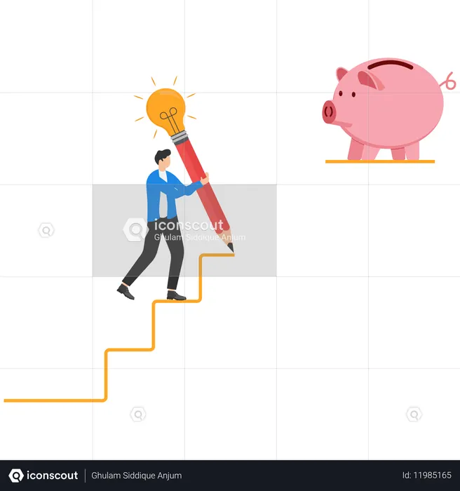 Un homme d'affaires trace son chemin vers la richesse  Illustration