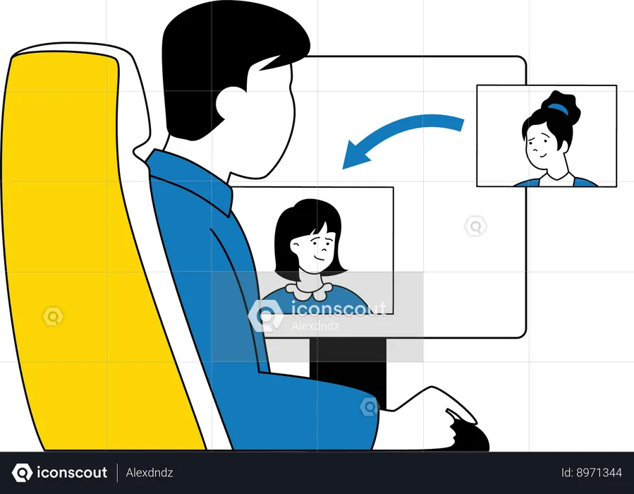 Homme d'affaires effectuant le transfert d'employés  Illustration