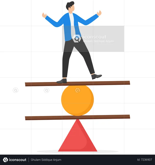 Homme d'affaires faisant l'équilibre entre vie professionnelle et vie privée  Illustration