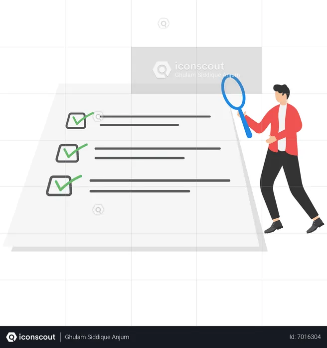 Homme d'affaires effectuant une analyse du rapport d'activité  Illustration