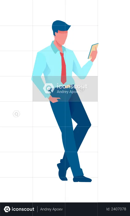 Homme d'affaires faisant une réunion en ligne sur mobile  Illustration