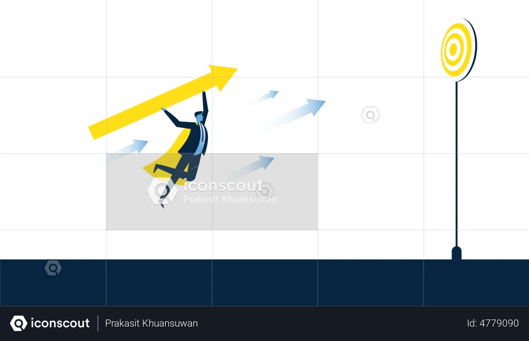 Un homme d'affaires fixe des objectifs commerciaux  Illustration