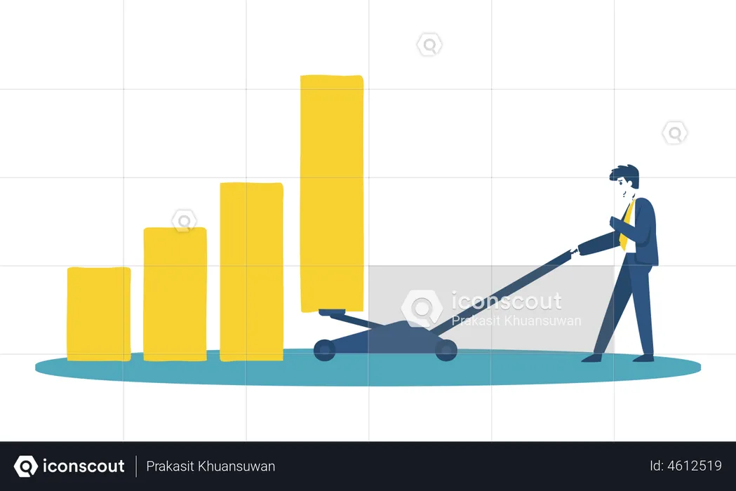 Homme d'affaires investissant dans des actions avec profit  Illustration