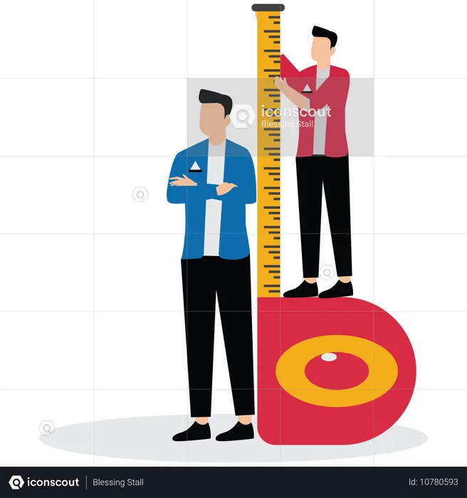 Homme d'affaires mesurant la distance jusqu'à la position du concurrent  Illustration