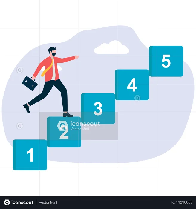 Homme d'affaires, monter les escaliers de succès  Illustration