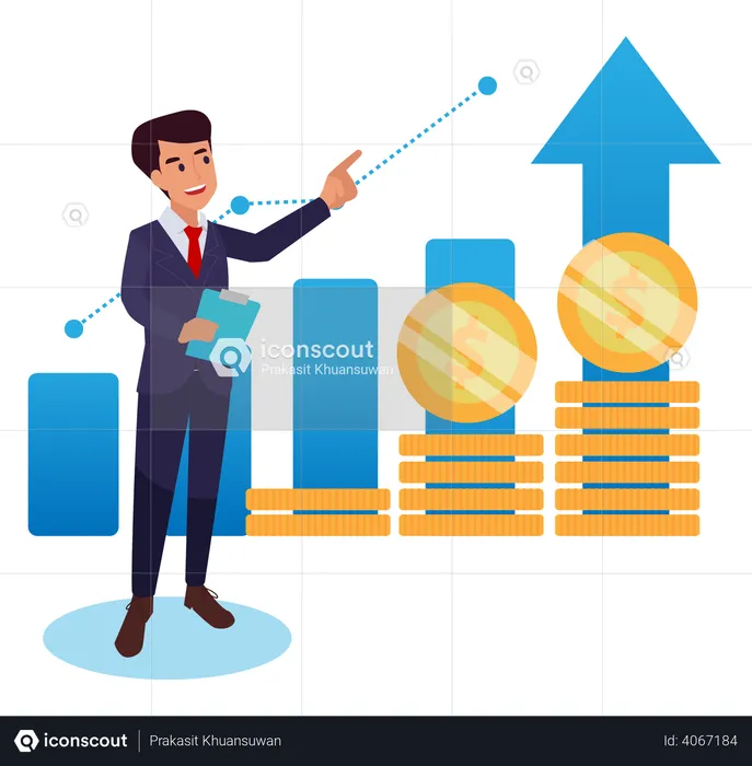 Homme d'affaires prédisant la croissance future  Illustration