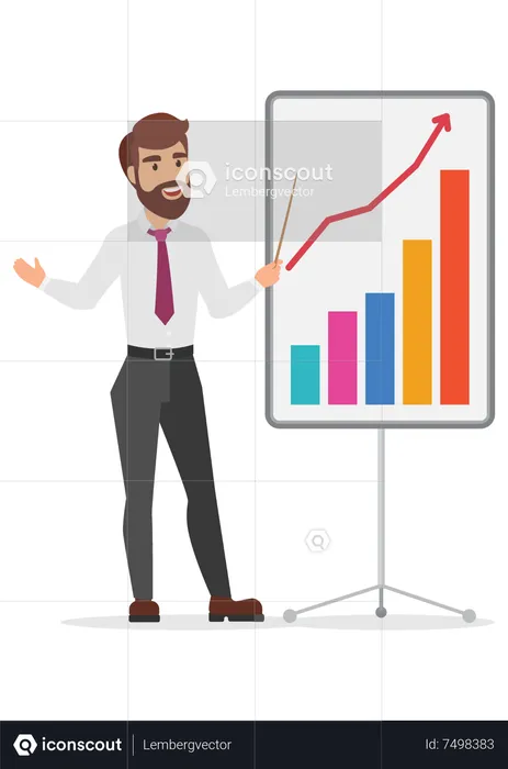 Homme d'affaires présentant des analyses  Illustration