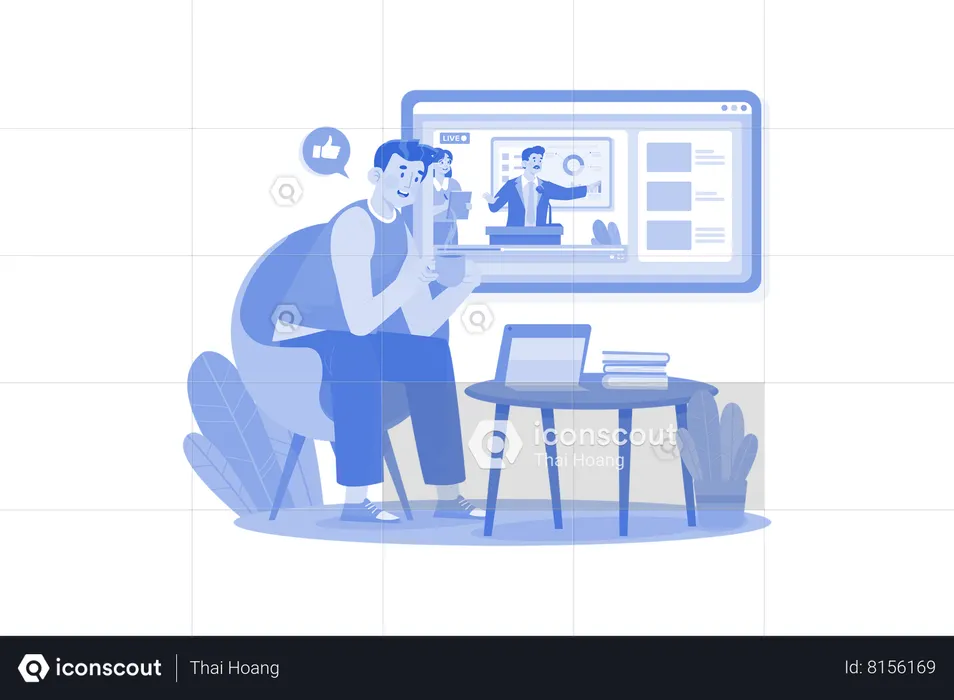 Présentation en direct d'un homme d'affaires  Illustration