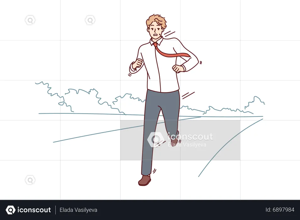 Homme d'affaires courant sur la route  Illustration