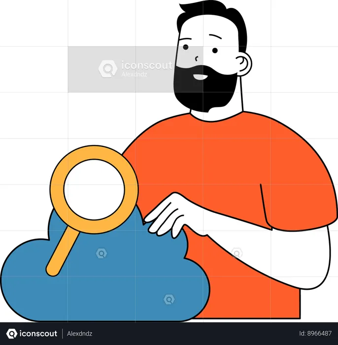 Un homme d'affaires recherche sur le cloud  Illustration