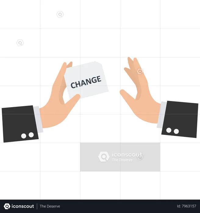 Main d'homme d'affaires refusée ou refusée d'obtenir une boîte de cube de changement, biais de statu quo  Illustration