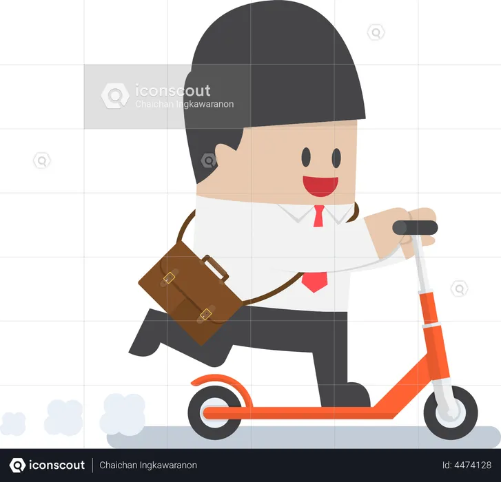 Homme affaires, équitation, scooter  Illustration