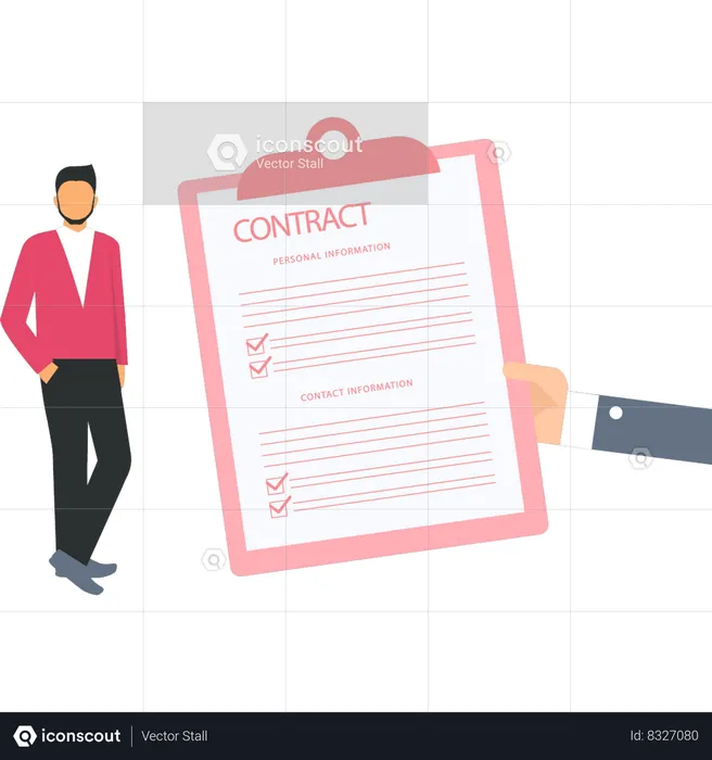 L'homme d'affaires signe le conseil de contrat  Illustration