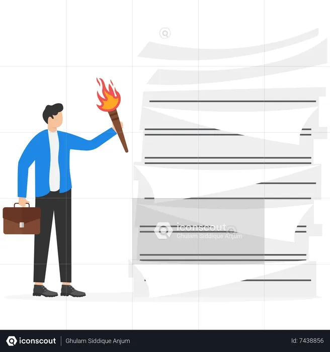 Homme d'affaires tenant une torche de feu  Illustration