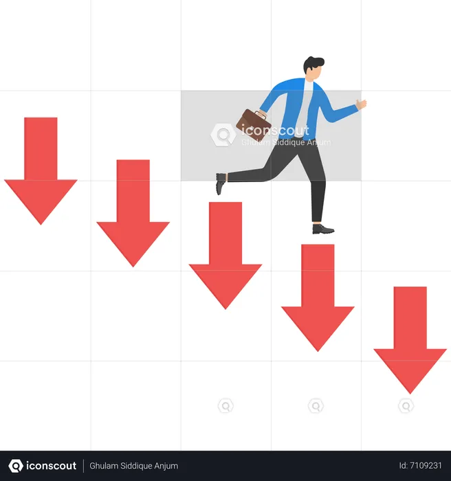 Homme d'affaires tombant en raison d'une perte d'entreprise  Illustration