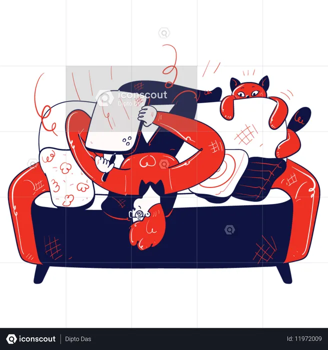 Homme d'affaires travaillant à domicile  Illustration