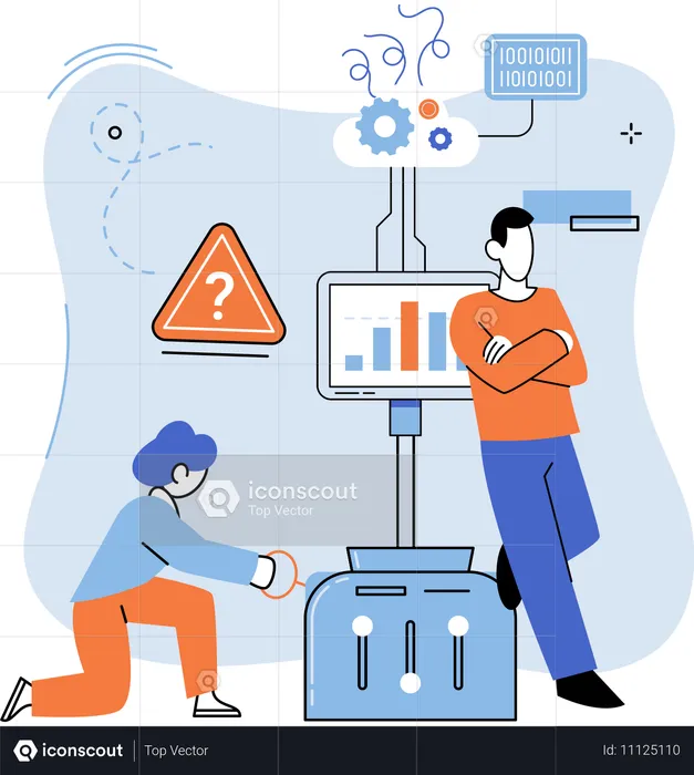 Homme d'affaires travaillant sur une stratégie de solution commerciale  Illustration