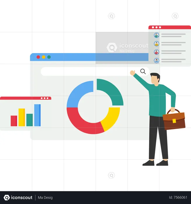 Homme d'affaires utilisant un logiciel  Illustration