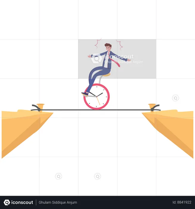 Vélo d'homme d'affaires sur des horloges de roue de bicyclette  Illustration