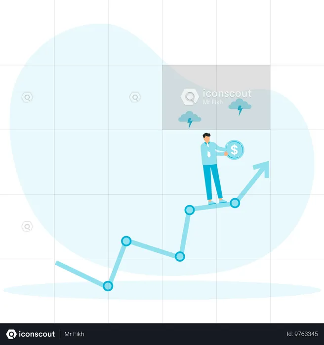 Homme d'affaires visualisant le graphique de croissance  Illustration