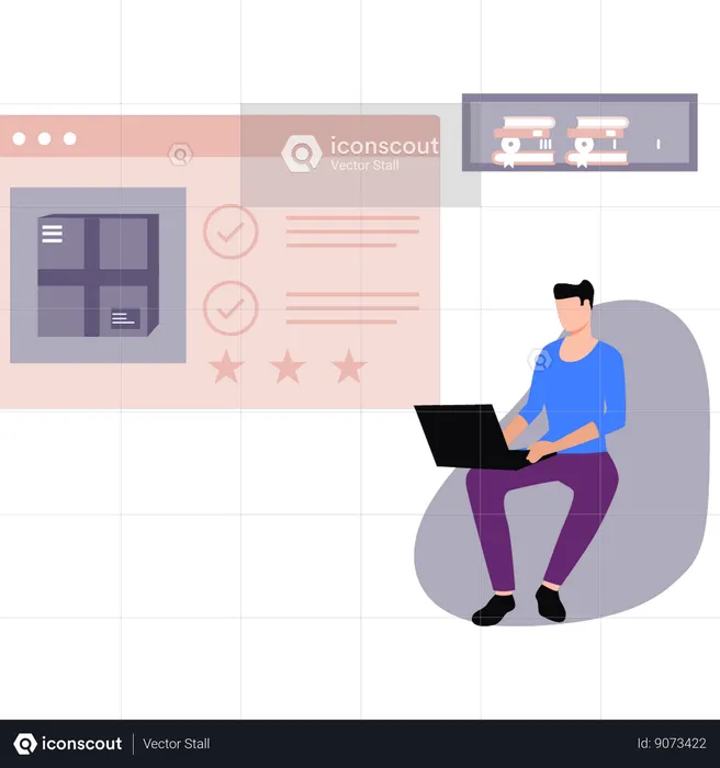 Un homme d'affaires consulte les réponses des médias sociaux  Illustration