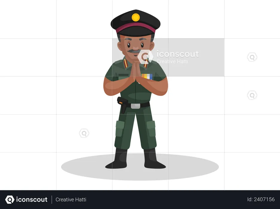 Homme de l'armée indienne debout dans une pose de bienvenue indienne  Illustration