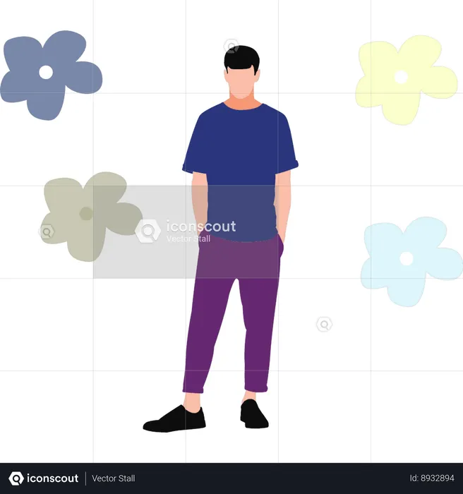 Homme debout calmement  Illustration