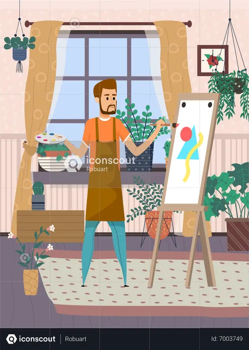 Homme dessiner peinture  Illustration