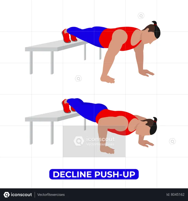 Homme faisant un exercice de poussée de déclin  Illustration