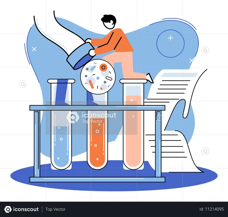 Homme effectuant un examen pratique en laboratoire  Illustration