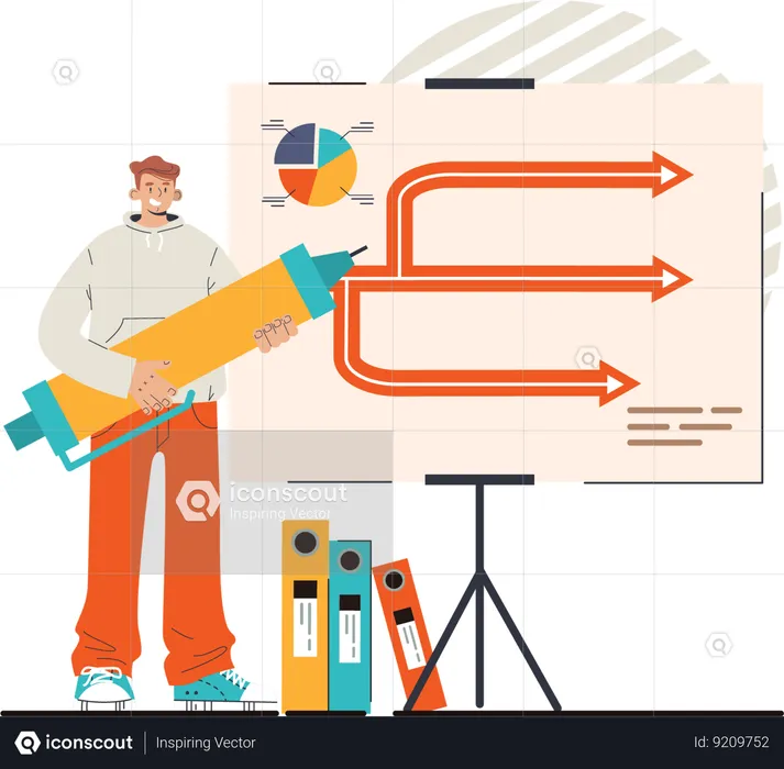 Homme éditant un rapport d'activité  Illustration