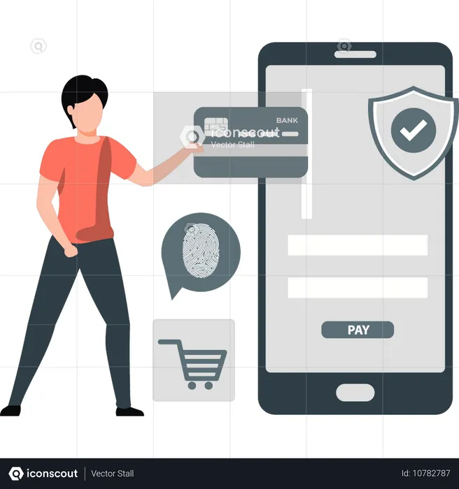 Homme effectuant un paiement avec une carte de crédit  Illustration