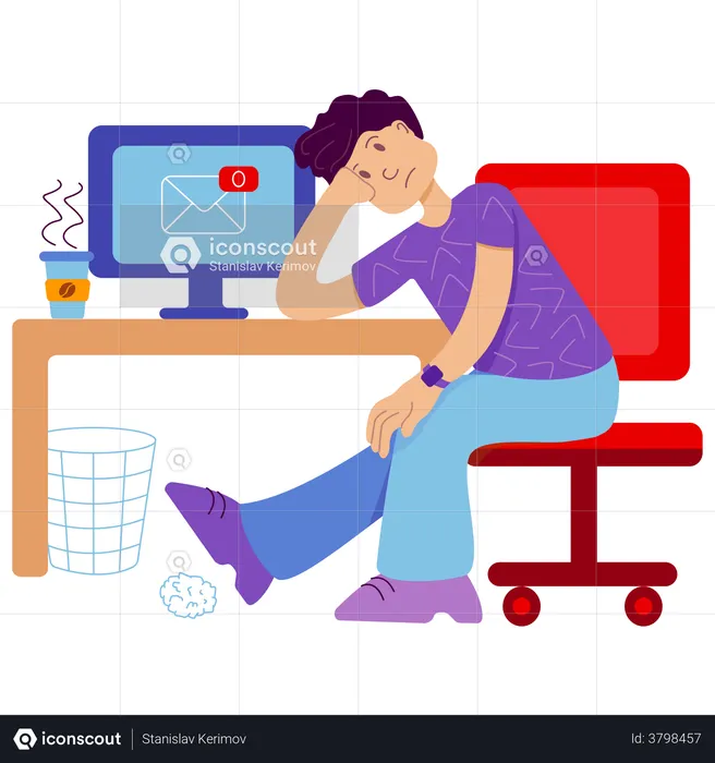 Homme attendant une notification  Illustration