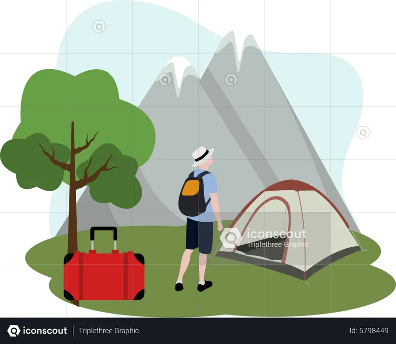 Homme partant camper  Illustration