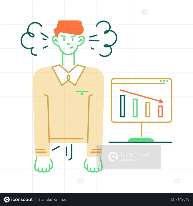 Homme en colère contre les mauvaises statistiques  Illustration