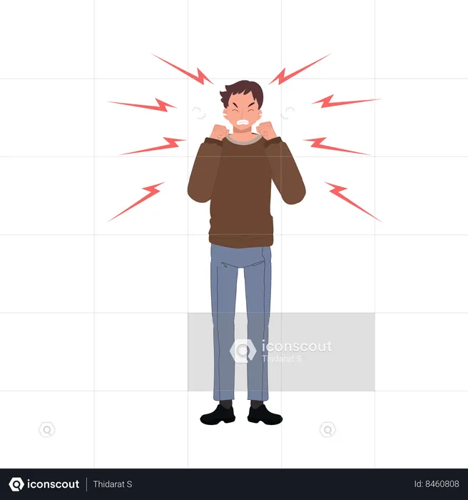 Homme en colère debout  Illustration