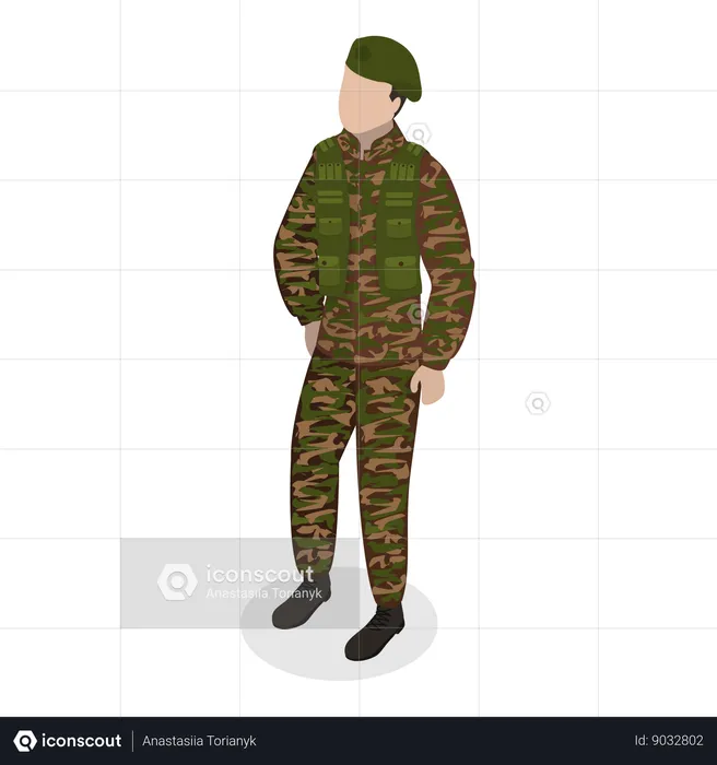 Homme en uniforme militaire  Illustration