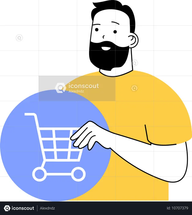 Un homme encourage les achats en ligne  Illustration