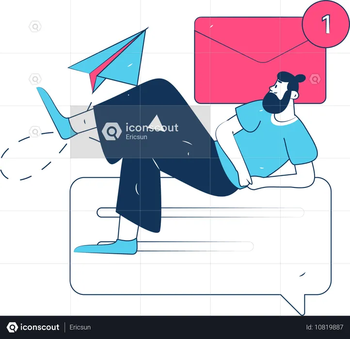 Homme envoyant un email  Illustration