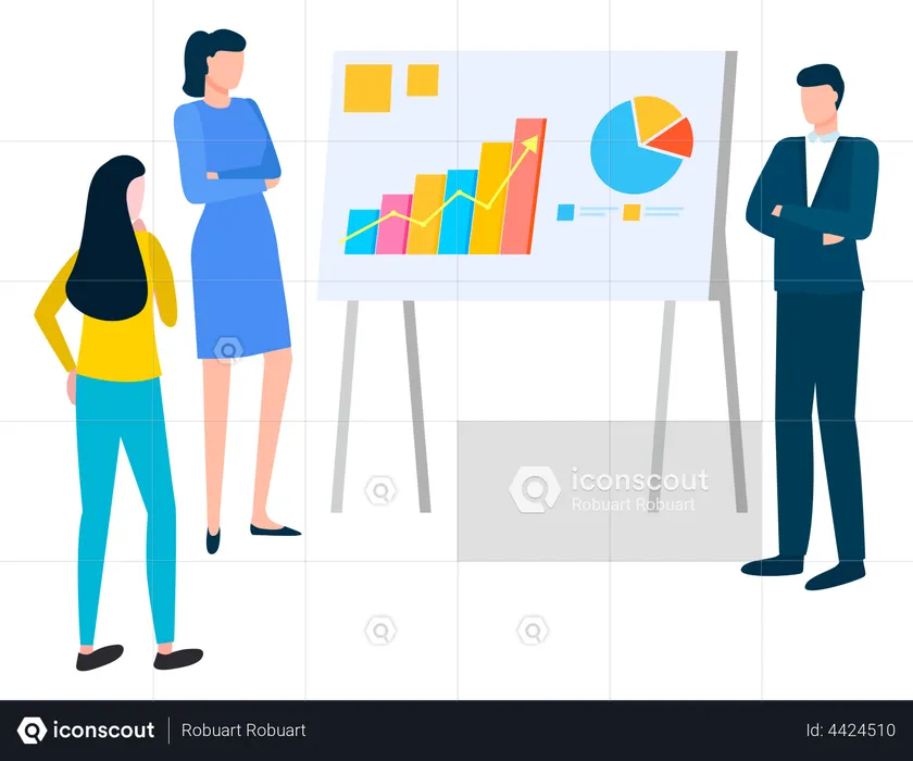 Homme et femme discutant de questions commerciales  Illustration