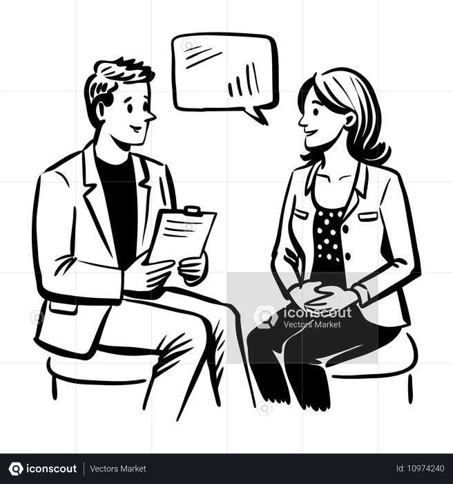 Homme d'affaires et femme faisant une discussion d'affaires  Illustration