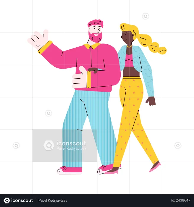 Homme et femme qui marche  Illustration