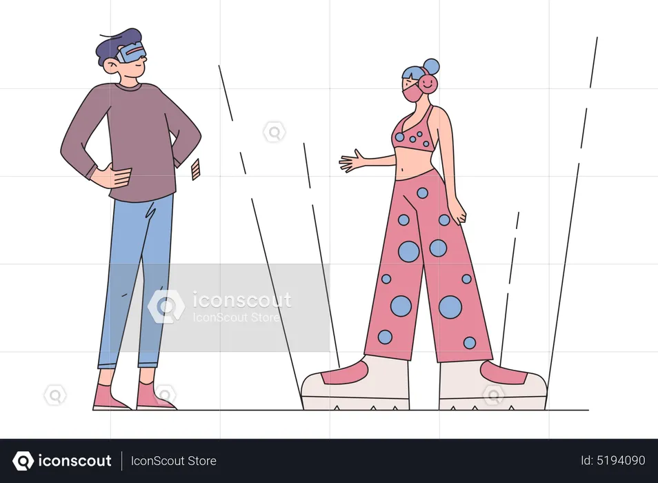 L'homme et la femme ont une expérience Metaverse  Illustration