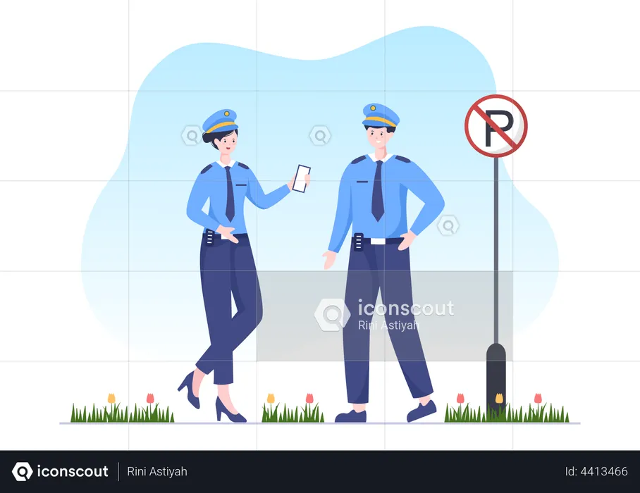 Policier, homme et femme  Illustration