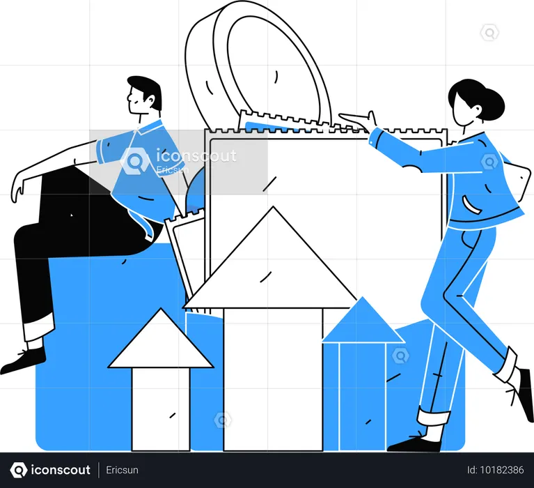 Homme et femme travaillant sur la croissance des investissements  Illustration