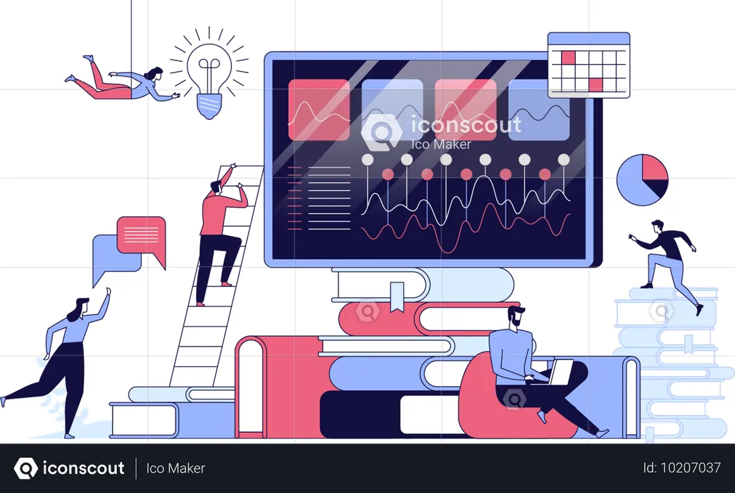 Homme et femme travaillant sur l’analyse commerciale  Illustration