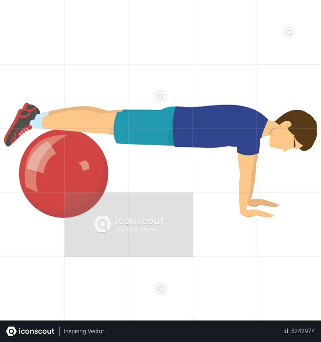 Homme exerçant avec un ballon de gym  Illustration