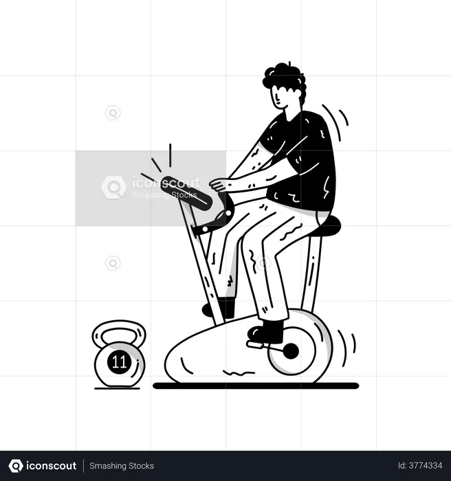 Homme exerçant sur un tapis roulant  Illustration