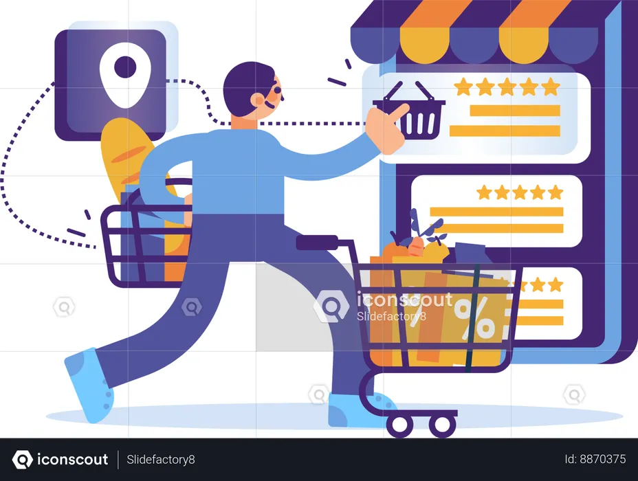 Homme faisant des achats en ligne  Illustration