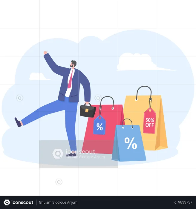 Homme faisant des achats en ligne  Illustration